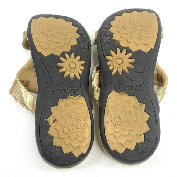 Vionic  Sandals Shoes Womens Size 9 Patricia T-Strap Gold Comfort Orthaheel - Picture 6 of 7